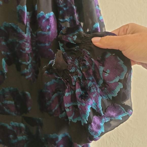 Adelyn Rae, Velvet Burnout Romper, Black/Blue/Purple, Size Medium - Picture 11 of 13